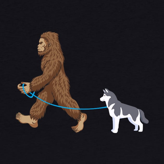 Bigfoot Dog Walk Siberian Husky - Sasquatch Dog Lovers by SkivingtonAllanss